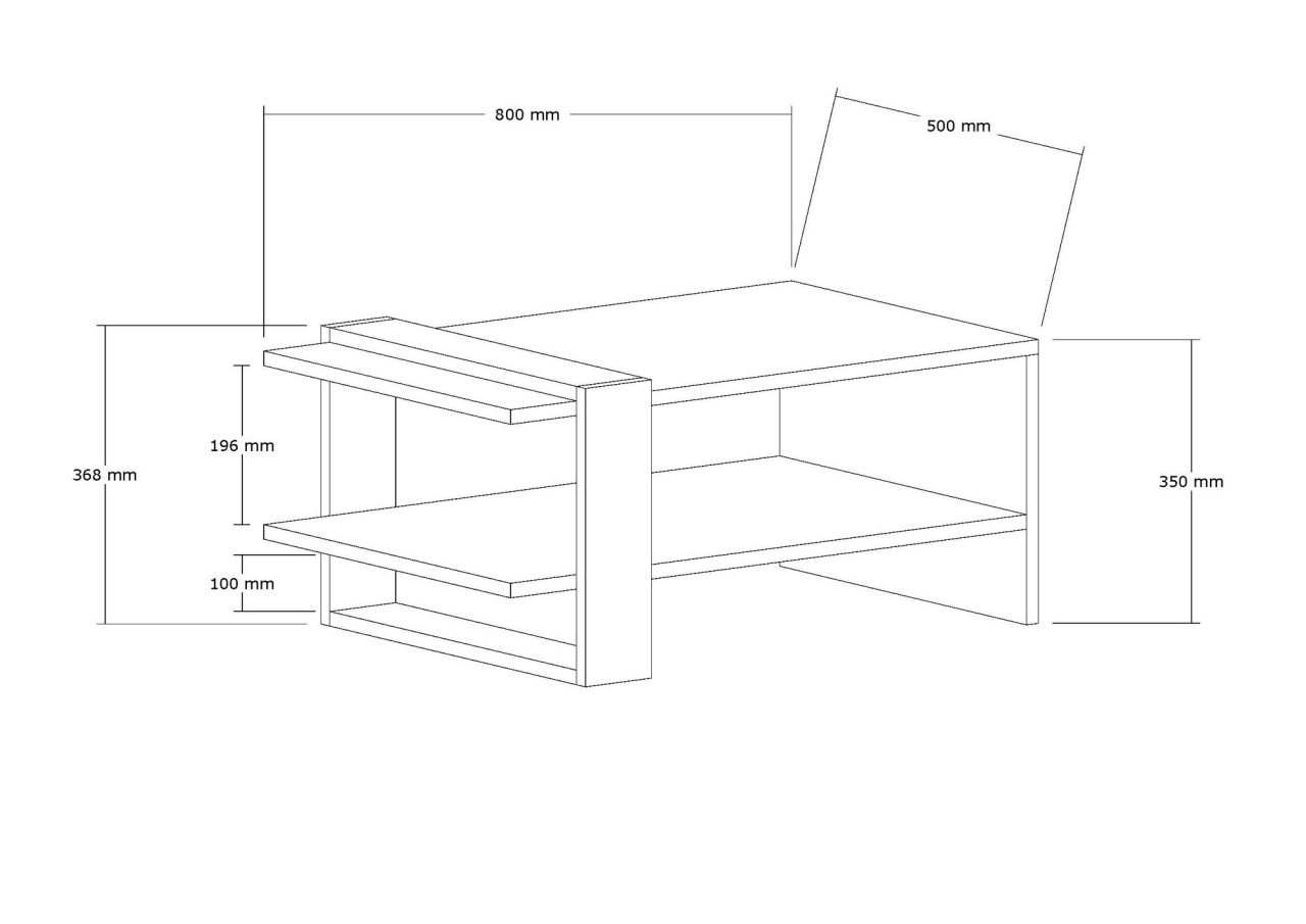 Măsuţă de cafea, Yonca Design, UnicUtil, Antracit-Stejar, Lățime: 80 cm, Înălțime: 35 cm, Adâncime: 50 cm, 835PUQ2852 - view 3