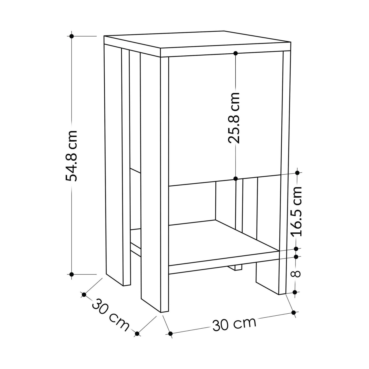 Noptieră, Ema Sapphire, UnicUtil, Stejar Safir-Alb, Lățime: 30 cm, Înălțime: 55 cm, Adâncime: 30 cm - view 5