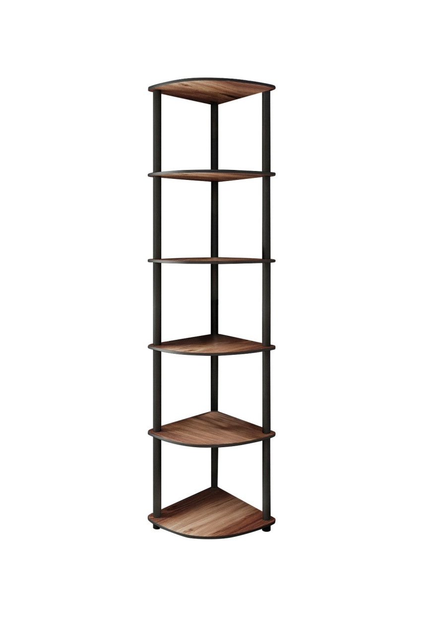 Raft de cărți, Bookcase 6, UnicUtil, Nuc, Lățime: 34 cm, Înălțime: 173 cm, Adâncime: 34 cm - view 3