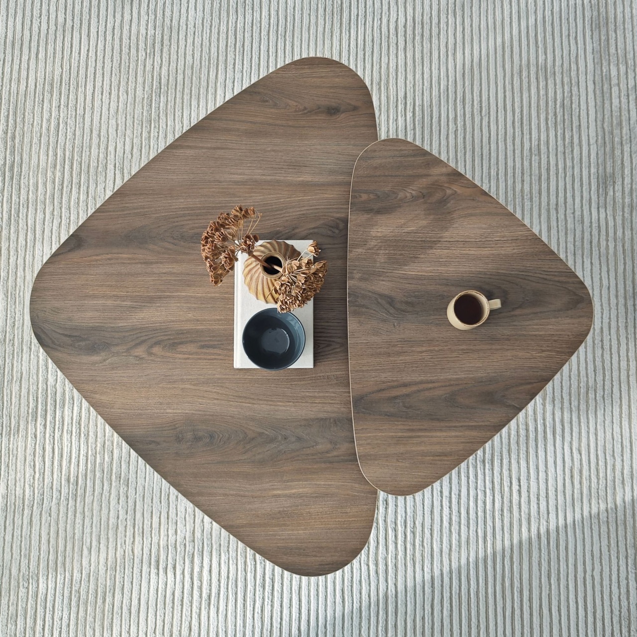 Set de măsuțe de cafea, Ballare Set, UnicUtil, Nuc, Lățime: 90 cm, Înălțime: 35 cm, Adâncime: 60 cm - view 4