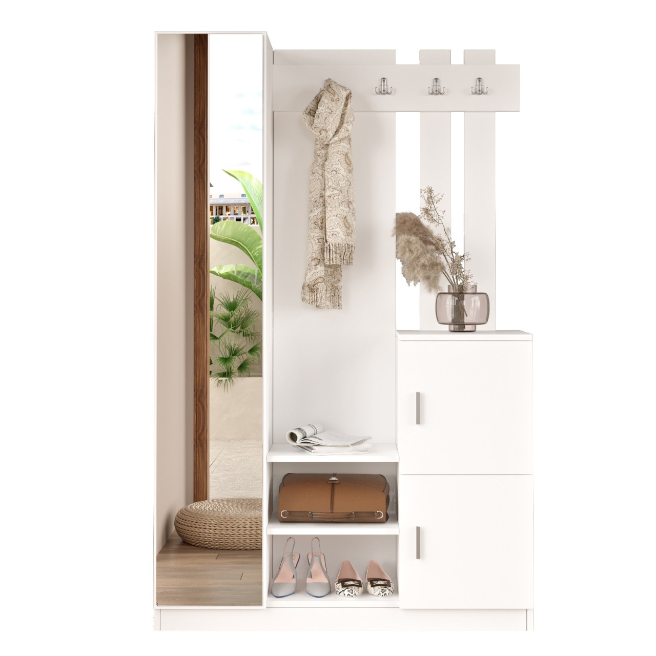Stand de hol, Dd7 W, UnicUtil, Alb, Lățime: 113,6 cm, Înălțime: 180 cm, Adâncime: 35 cm - view 2