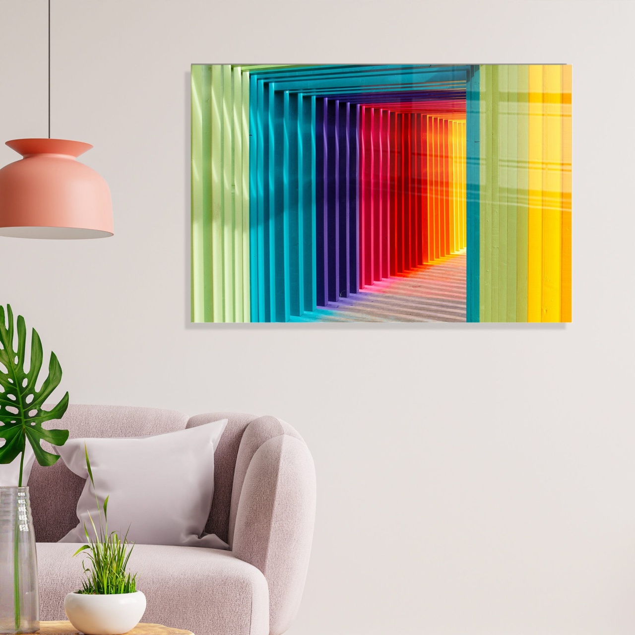 Tablou decorativ din sticla securizata, Shade ridge, UnicUtil, Culoarea Multicolor