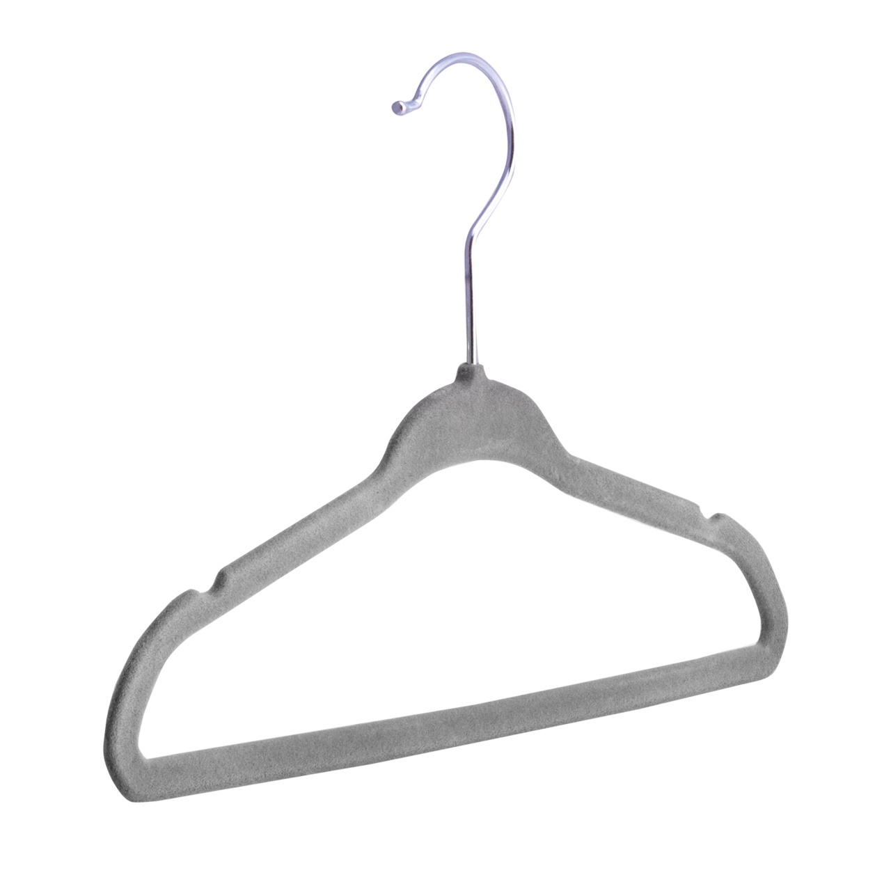 Umeraș antialunecare pentru copii acoperit cu catifea gri, bară pentru pantaloni - ideal pentru rochii, fuste, pantaloni, bluze și tricouri