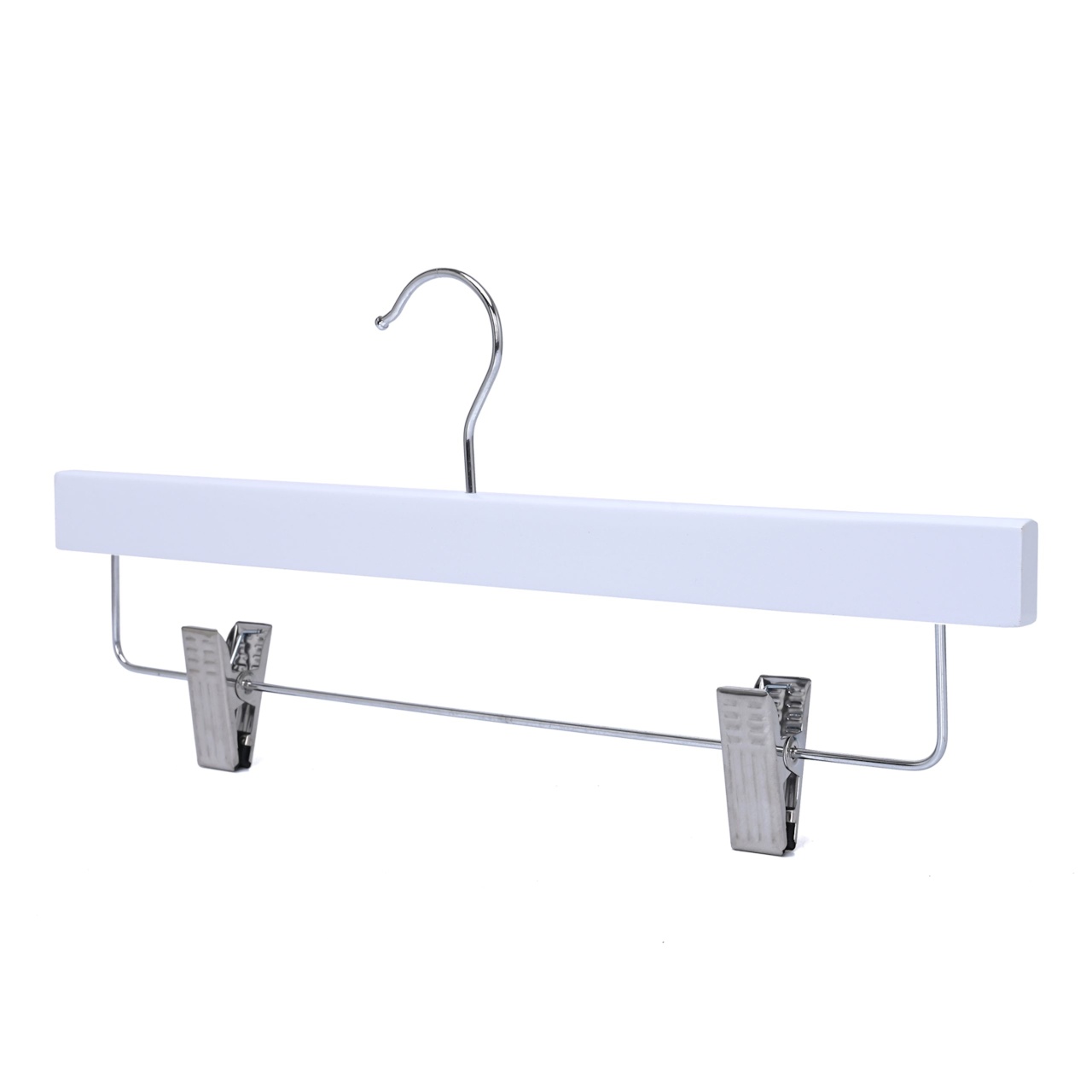 Umeraș din lemn cu clipsuri pentru pantaloni si fuste, Alb, 1 bucata - imagine 5