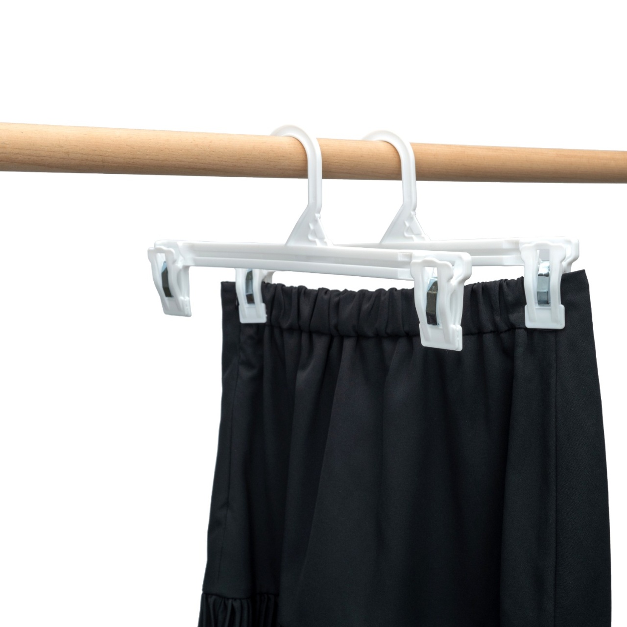 Umeraș din Plastic cu clipsuri, pentru pantaloni/fuste, Alb, 1 bucata - imagine 2