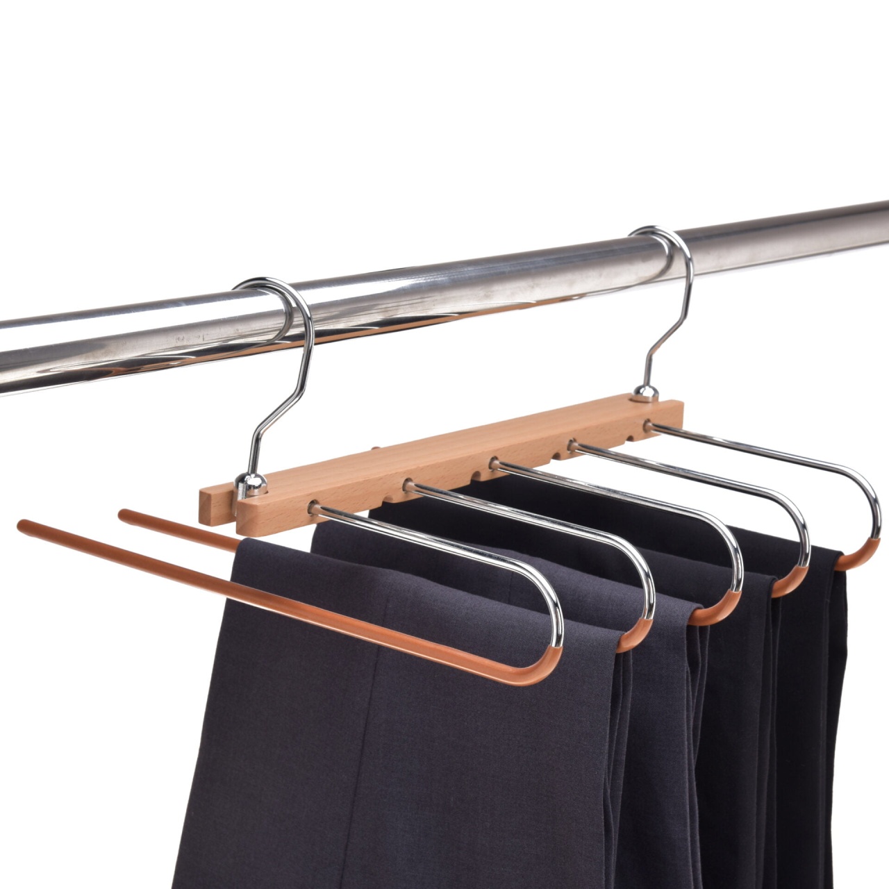 Umeraș pliabil din lemn, cu 5 brate, Natur, 1 bucata - imagine 6