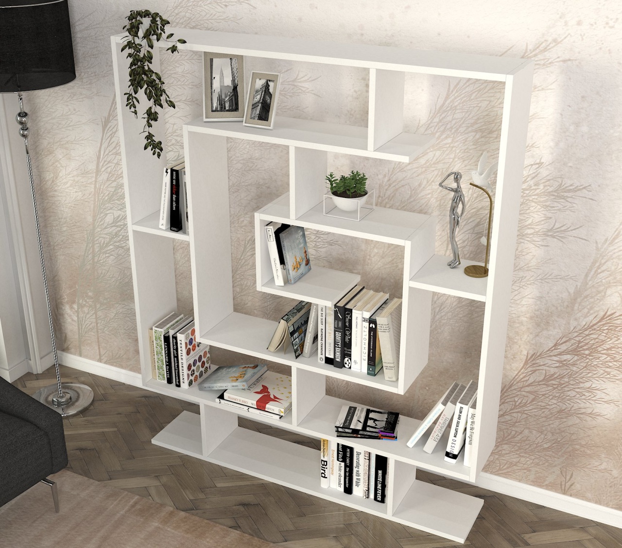 Biblioteca, Geo Labyrinth, UnicUtil, 124.8 x 22 x 149.4 cm, Alb - imagine 3