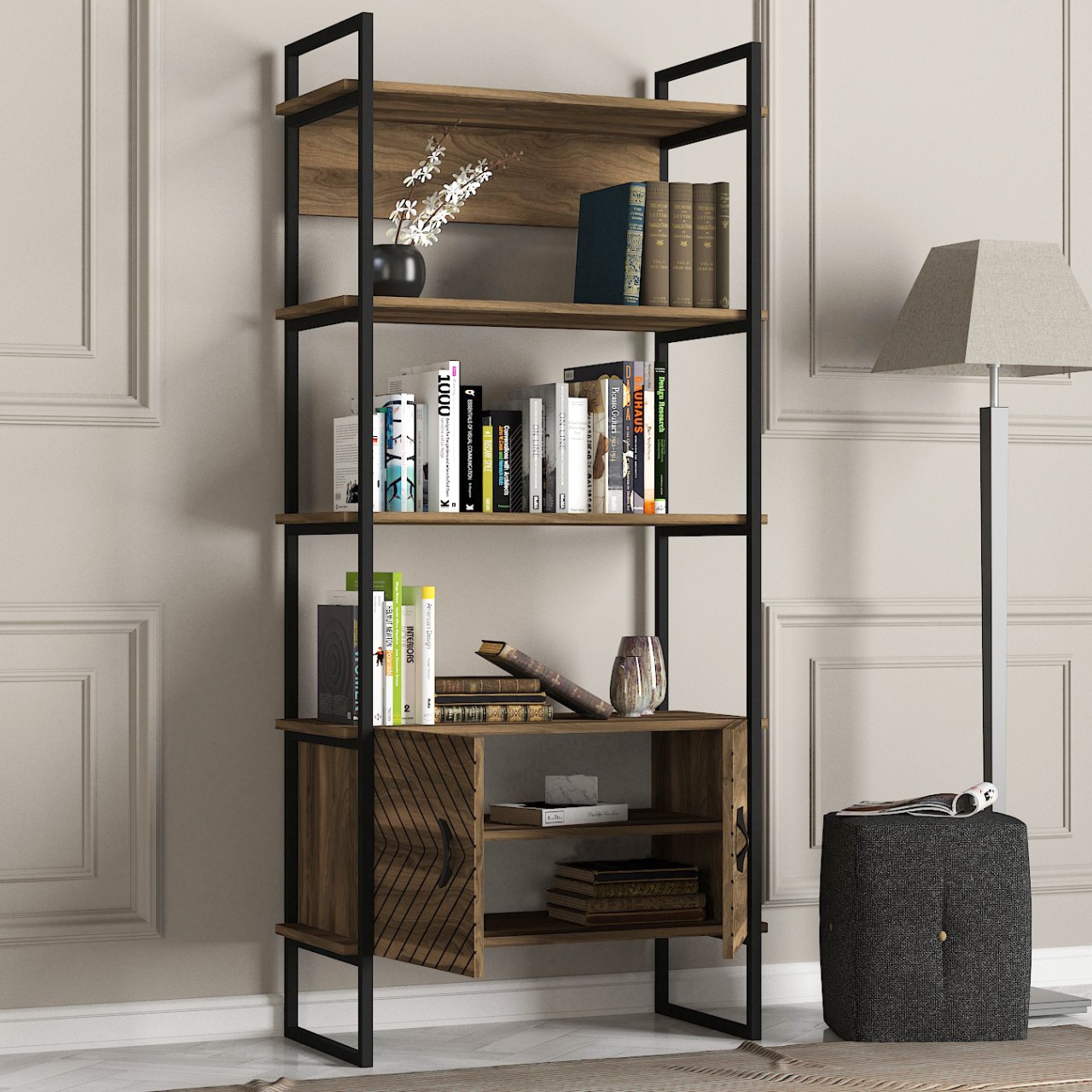 Biblioteca, Geometric Style, UnicUtil, 82 x 39 x 180 cm, Maro - imagine 3