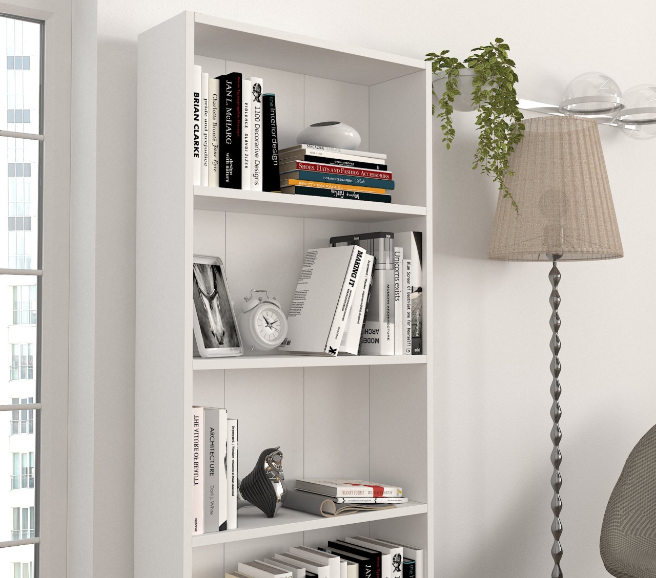 Biblioteca, Slim Vogue, UnicUtil, 60.6 x 19.5 x 160 cm, Alb - imagine 5