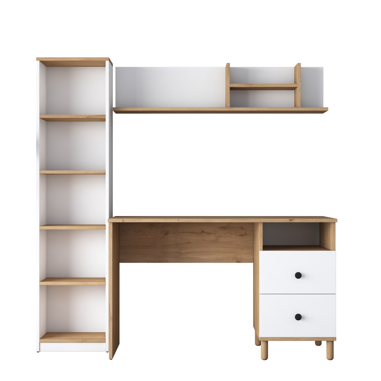 Birou de studiu, Ha115 2642, UnicUtil, Nuc-Alb, Lățime: 120 cm, Înălțime: 161,8 cm, Adâncime: 50 cm - view 6
