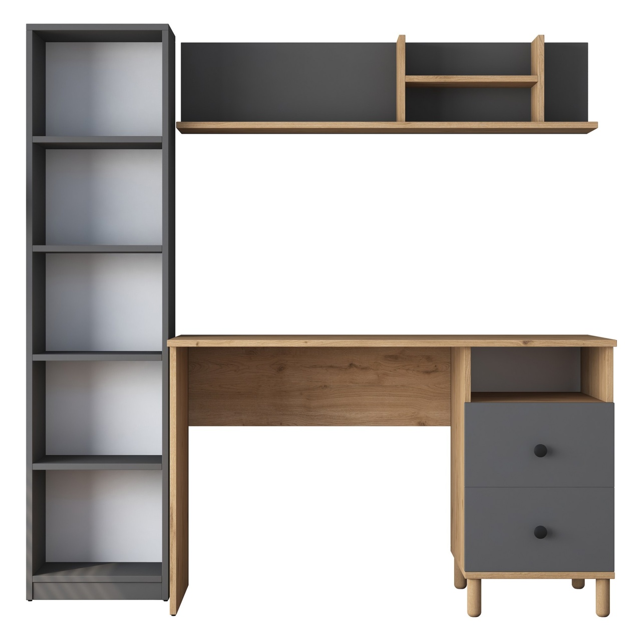 Birou de studiu, Ha115 2643, UnicUtil, Nuc-Antracit, Lățime: 120 cm, Înălțime: 161,8 cm, Adâncime: 50 cm - view 7