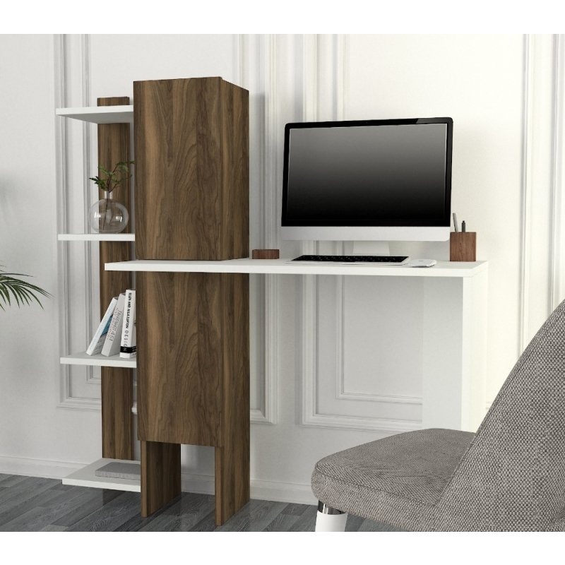 Birou, Elegant Space, UnicUtil, 116.7 x 45 x 120 cm, Alb si Maro - imagine 4
