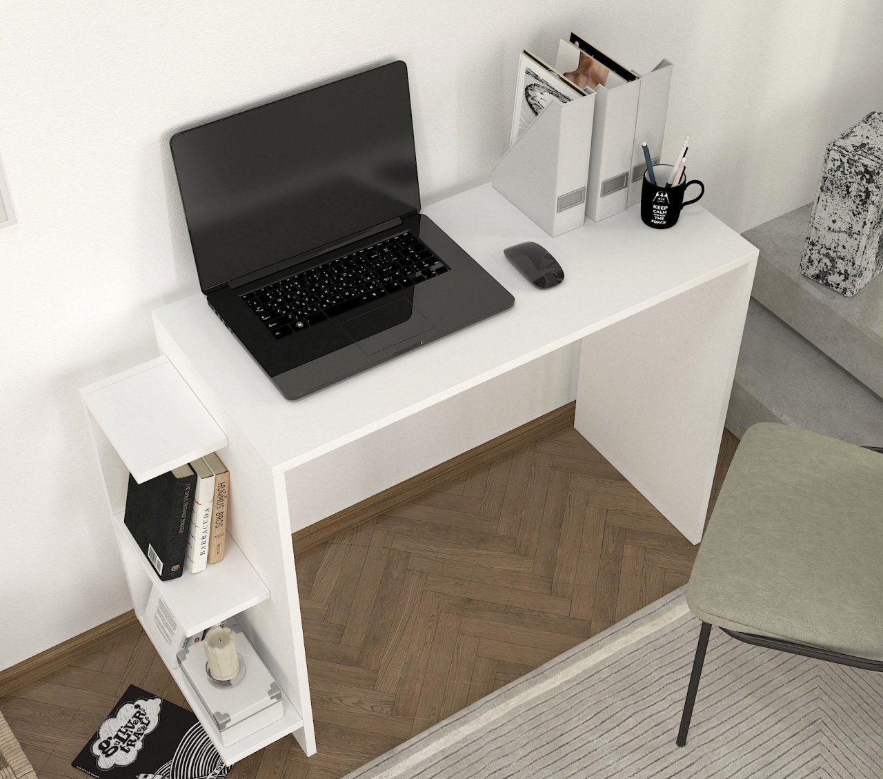 Birou, Pure WhiteSpace, UnicUtil, 104.5 x 40 x 73.8 cm, Alb - imagine 2