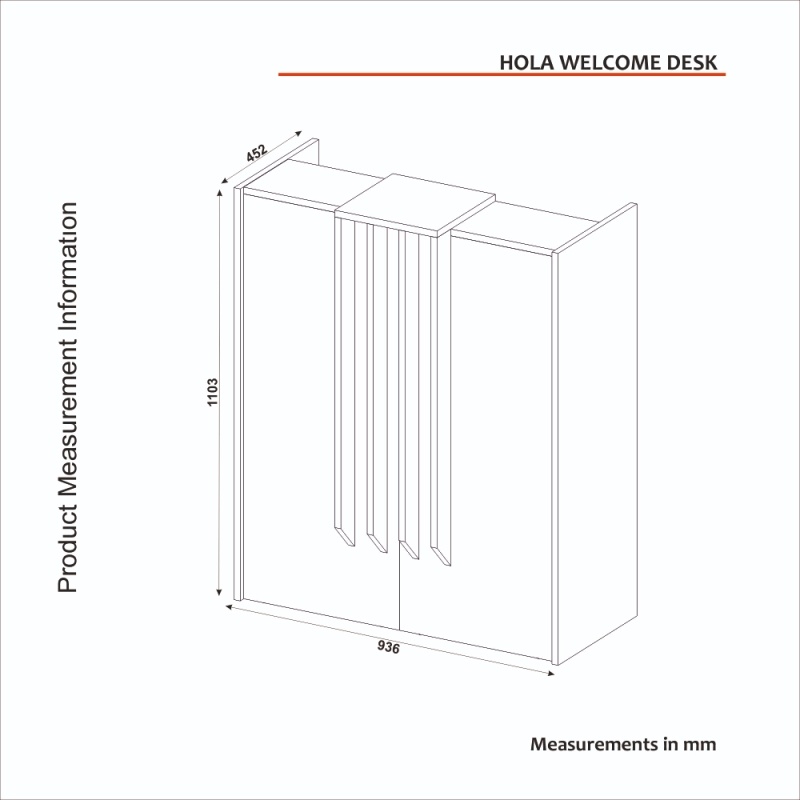 Birou recepție, Hola Front Desk, UnicUtil, Bej-Gri, 90 cm - imagine 10