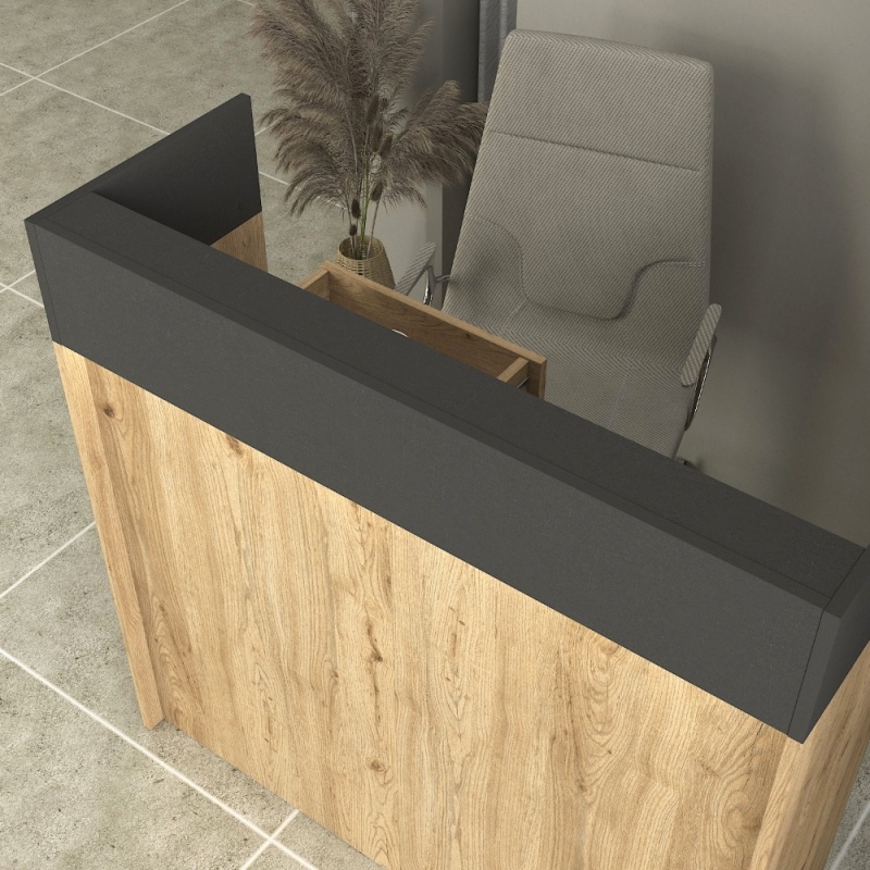 Birou recepție, Wilko LED Front Desk, UnicUtil, Bej-Gri, 110 cm - imagine 6