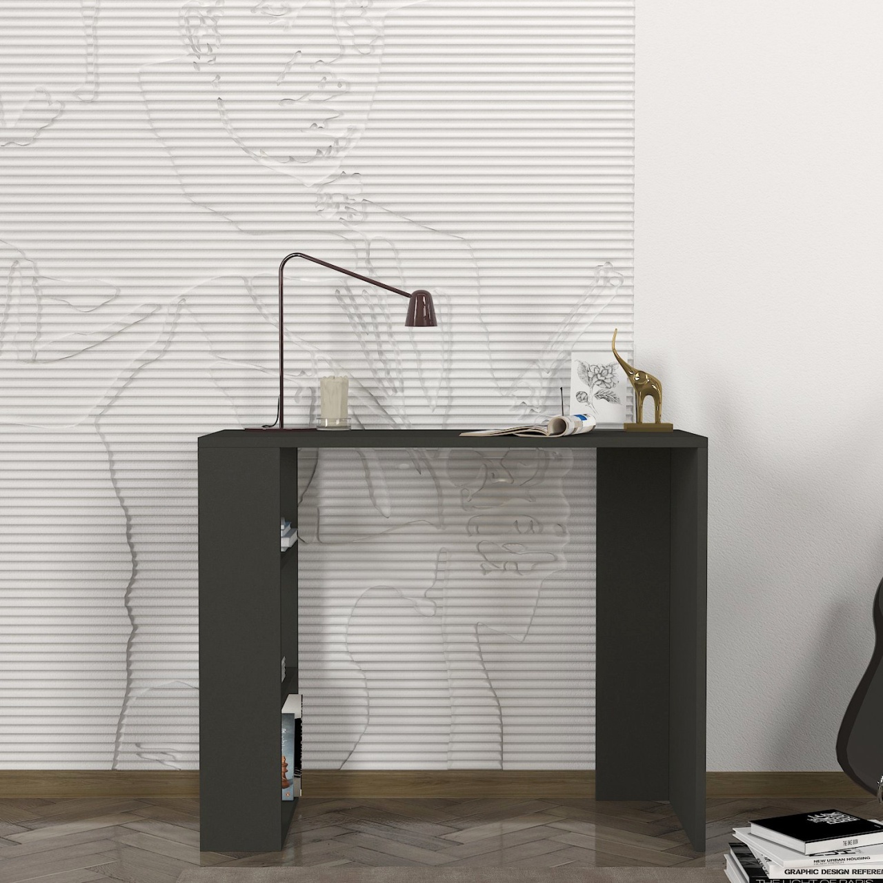 Birou Simplu, Design Modern, UnicUtil, 90 x 40 x 73.8 cm, Gri Antracit, UUDESK35 - 2 | YEO