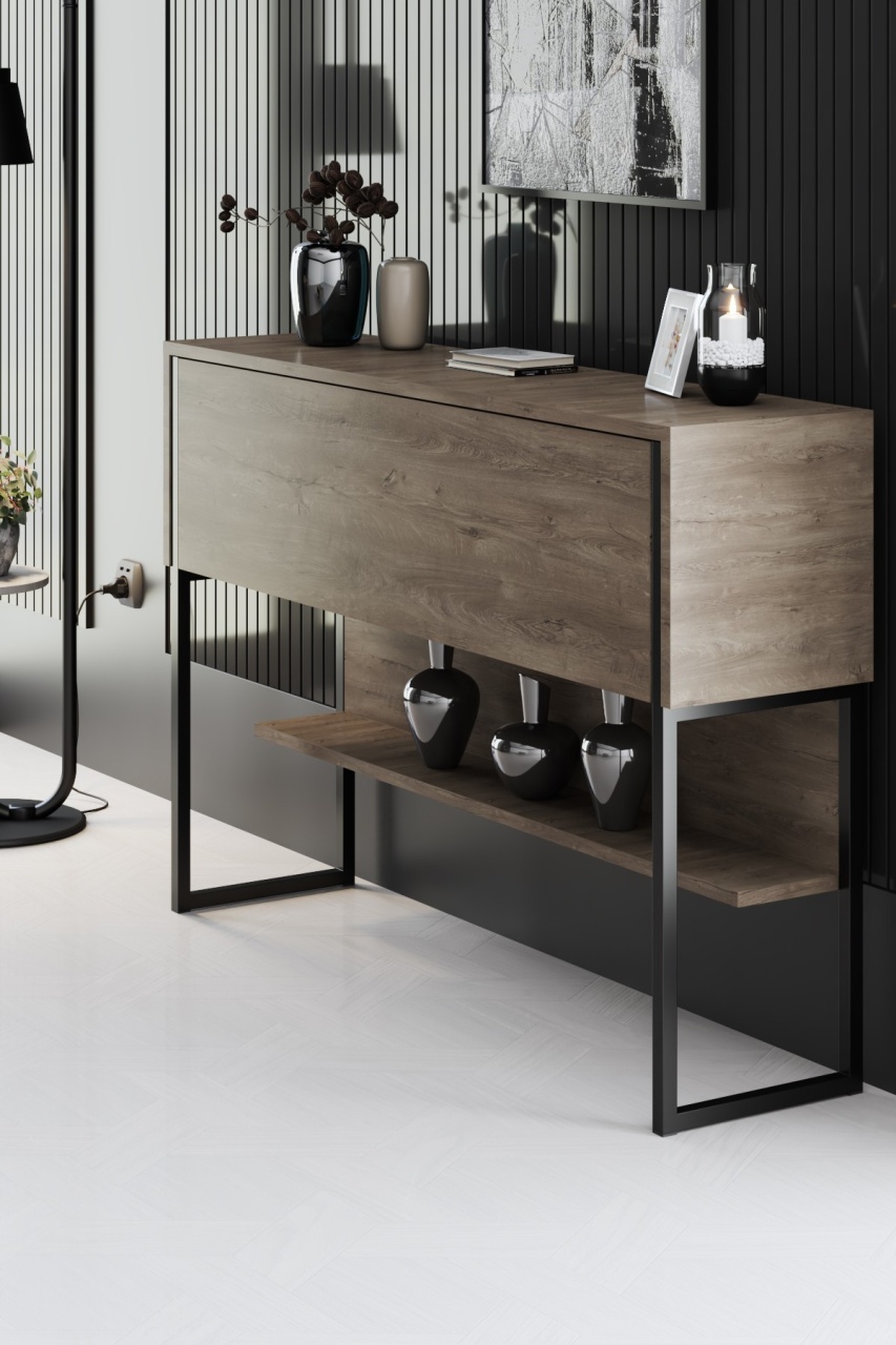Comodă, Luxe Black, UnicUtil, Negru-Nuc, Lățime: 120 cm, Înălțime: 80 cm, Adâncime: 30 cm - view 2