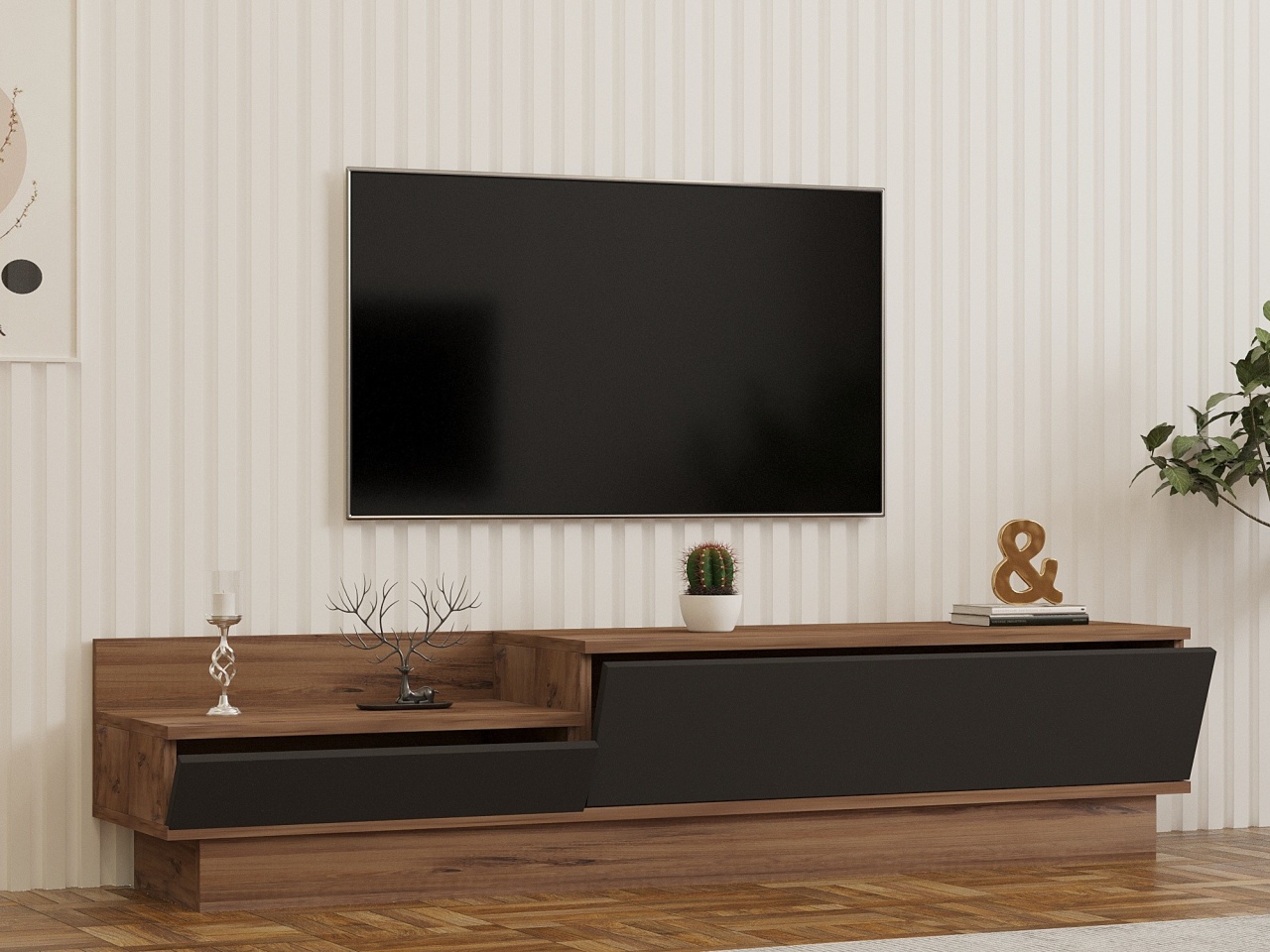 Comoda TV, As R, UnicUtil, Pin Atlantic-Antracit, Lățime: 160 cm, Înălțime: 35 cm, Adâncime: 35 cm - view 4