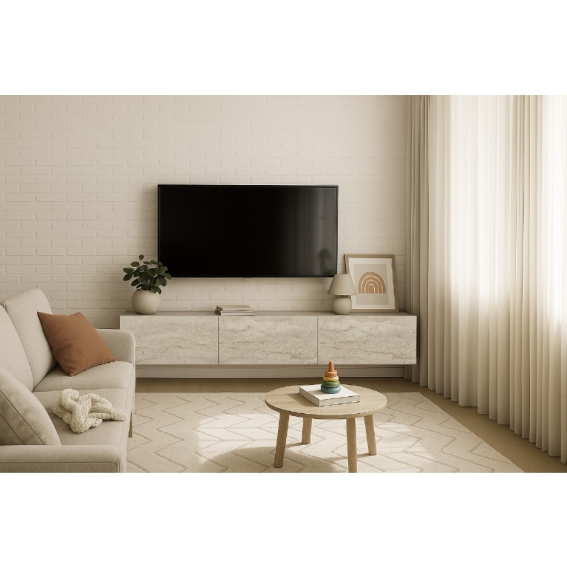 Comodă TV Damla, UNICUTIL, finisaj travertin pentru living modern - imagine 8