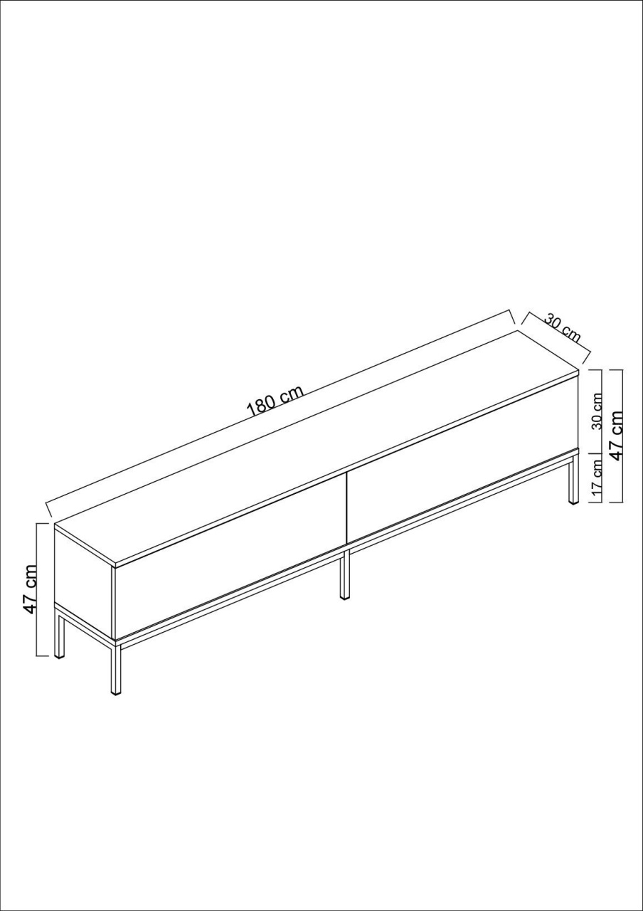 Comoda TV, Lord Black, UnicUtil, Negru-Auriu, Lățime: 180 cm, Înălțime: 47 cm, Adâncime: 30 cm, 618BLY1212 - view 6