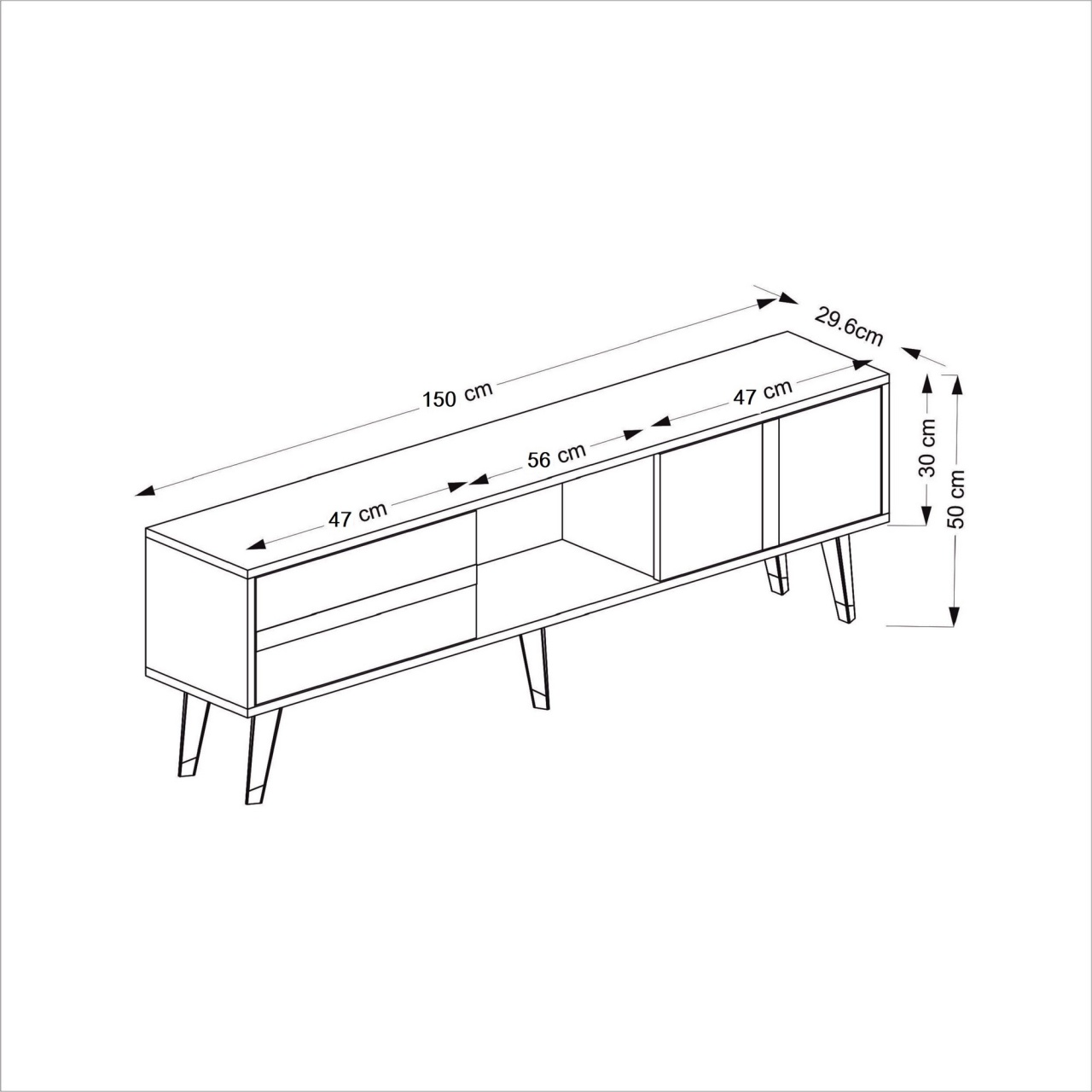 Comoda TV, Vania Fireplace, UnicUtil, Antracit-Auriu, Lățime: 150 cm, Înălțime: 50 cm, Adâncime: 29,6 cm - view 7
