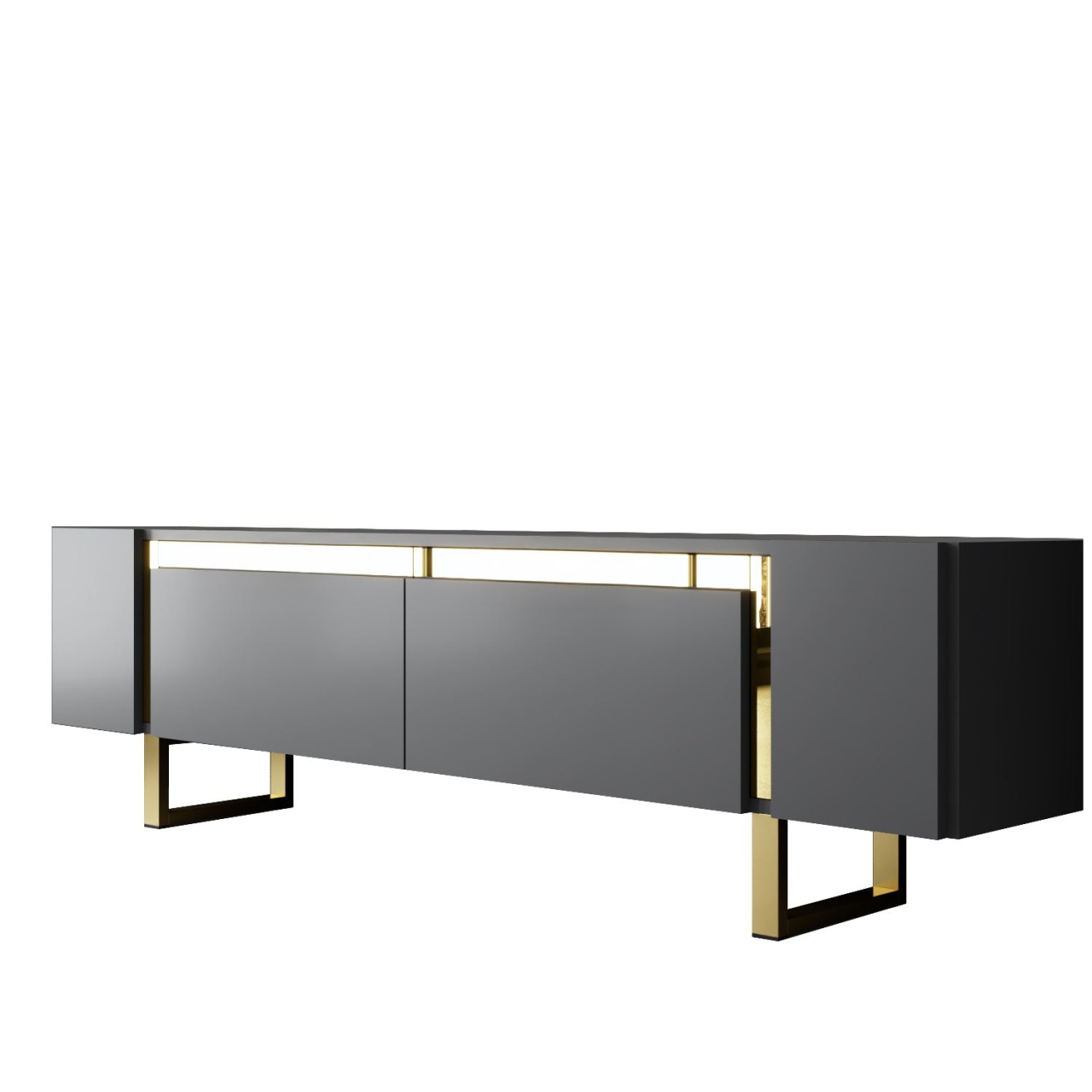 Comoda TV, Yildiz Anthracite, UnicUtil, Antracit-Auriu,Lățime: 180 cm, Înălțime: 50 cm, Adâncime: 30 cm - imagine 6
