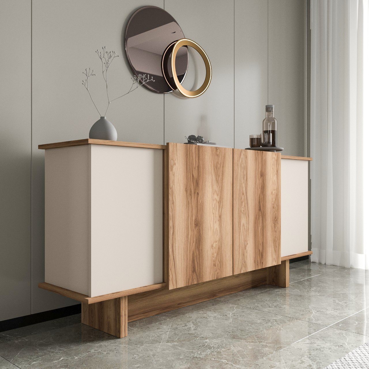 Consolă, Diana Sand, UnicUtil, Nisip-Nuc, Lățime: 180 cm, Înălțime: 81 cm, Adâncime: 40 cm - view 6