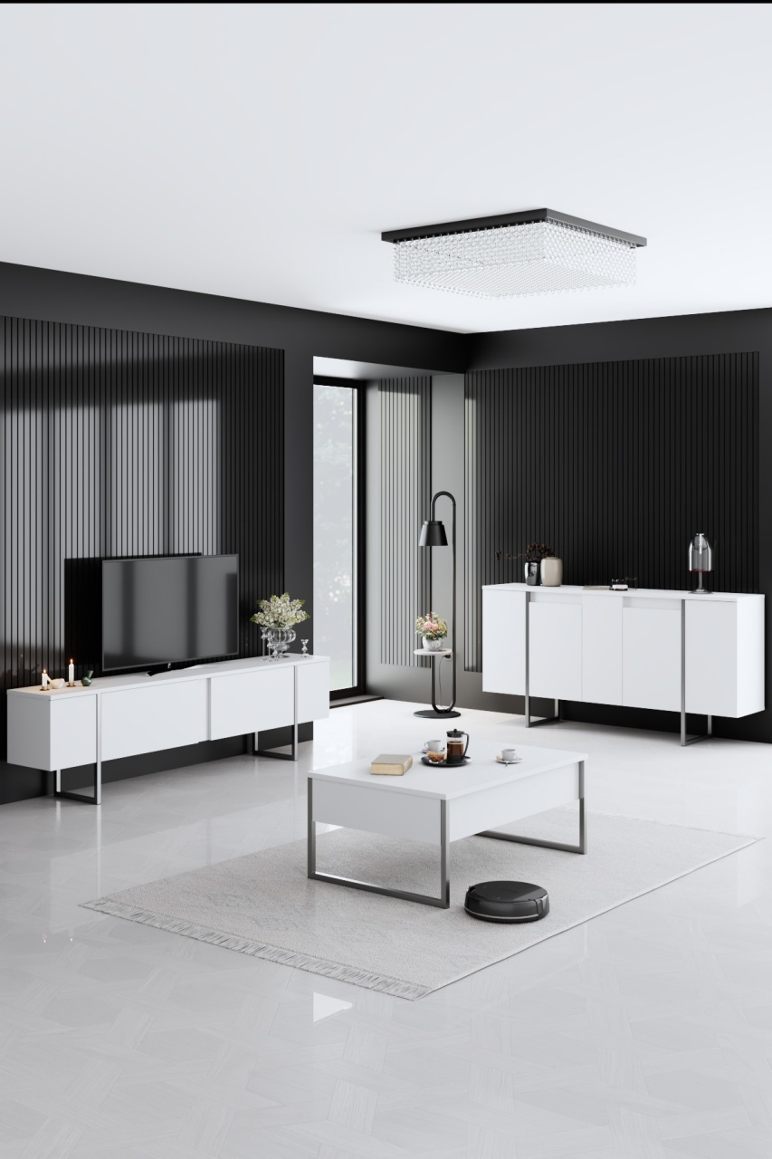 Consolă, Luxe White, UnicUtil, Alb-Argintiu, Lățime: 160 cm, Adâncime: 35 cm, Înălțime: 80 cm, 618BLY1302 - view 2
