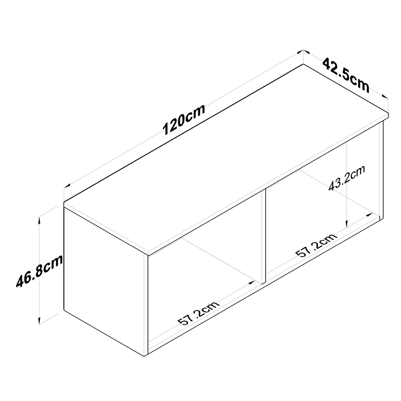 Dulap multifuncțional, Ba120 2670, UnicUtil, Nuc-Alb, Lățime: 120 cm, Înălțime: 46,8 cm, Adâncime: 42,5 cm - imagine 2