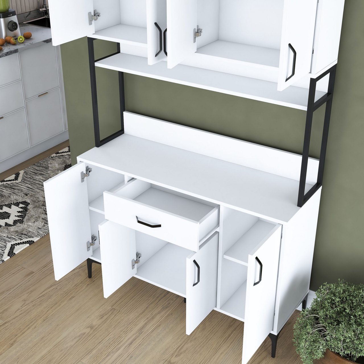 Dulap multifuncțional, Je127 2984, UnicUtil, Alb, Lățime: 120 cm, Înălțime: 198,6 cm, Adâncime: 40 cm - view 6