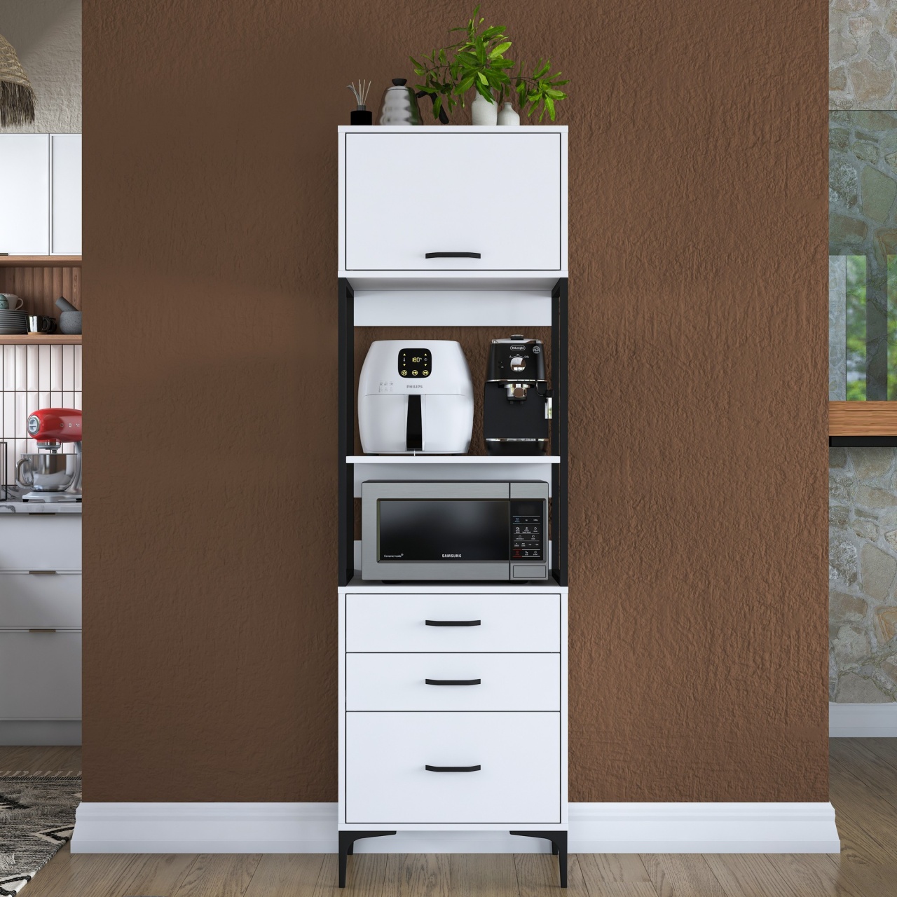 Dulap multifuncțional, Je135 3101, UnicUtil, Alb, Lățime: 60 cm, Înălțime: 198,6 cm, Adâncime: 40 cm - view 2