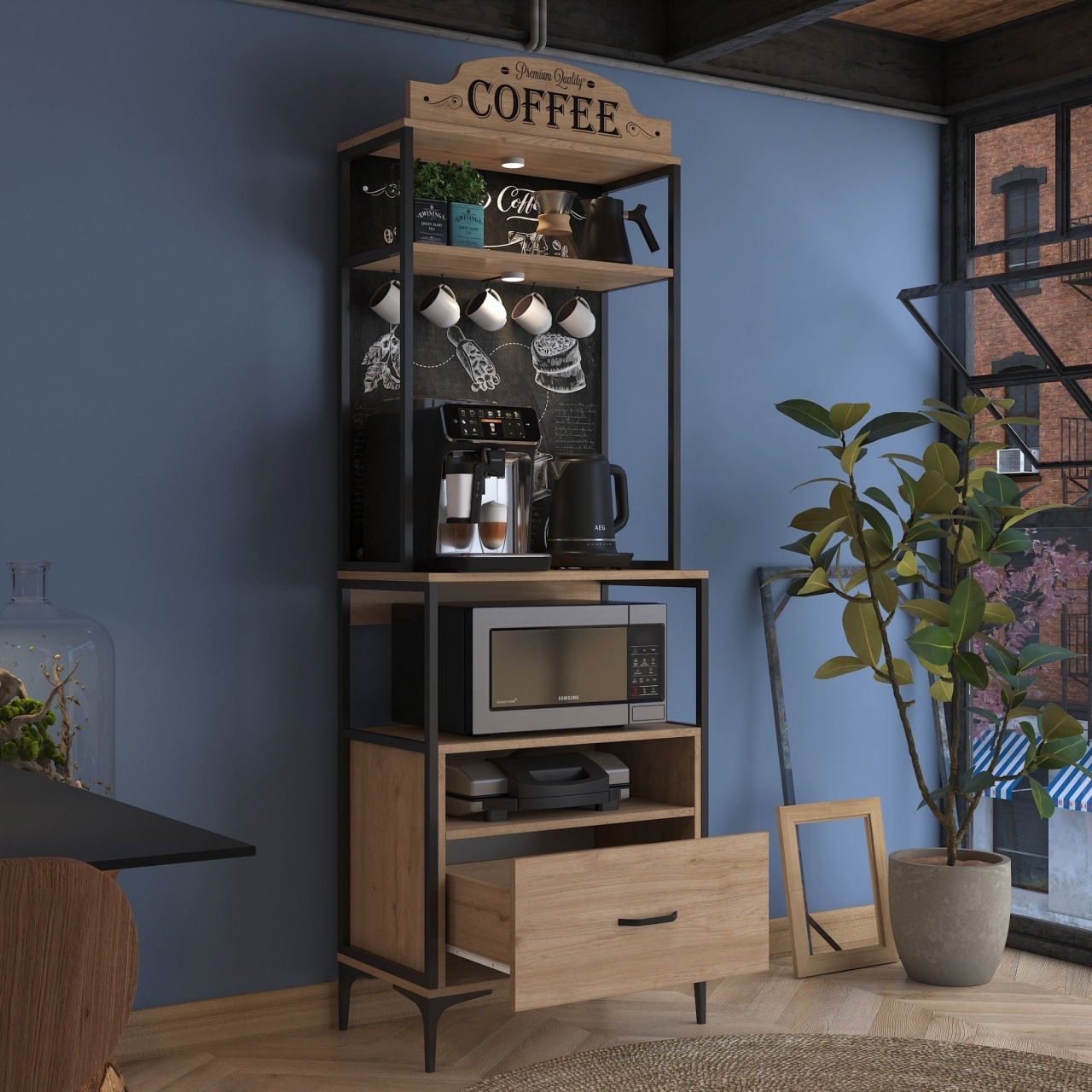 Dulap multifuncțional, Je154 3130, UnicUtil, Nuc, Lățime: 70 cm, Înălțime: 206,8 cm, Adâncime: 40 cm - imagine 7