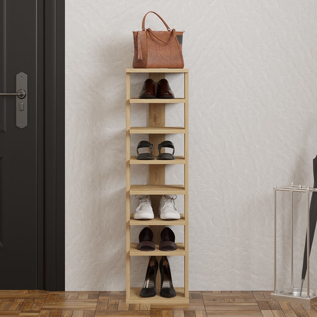 Dulap pentru pantofi, Ayka Sapphire, UnicUtil, Stejar Safir, Lățime: 29,6 cm, Înălțime: 110 cm, Adâncime: 29,6 cm - view 2