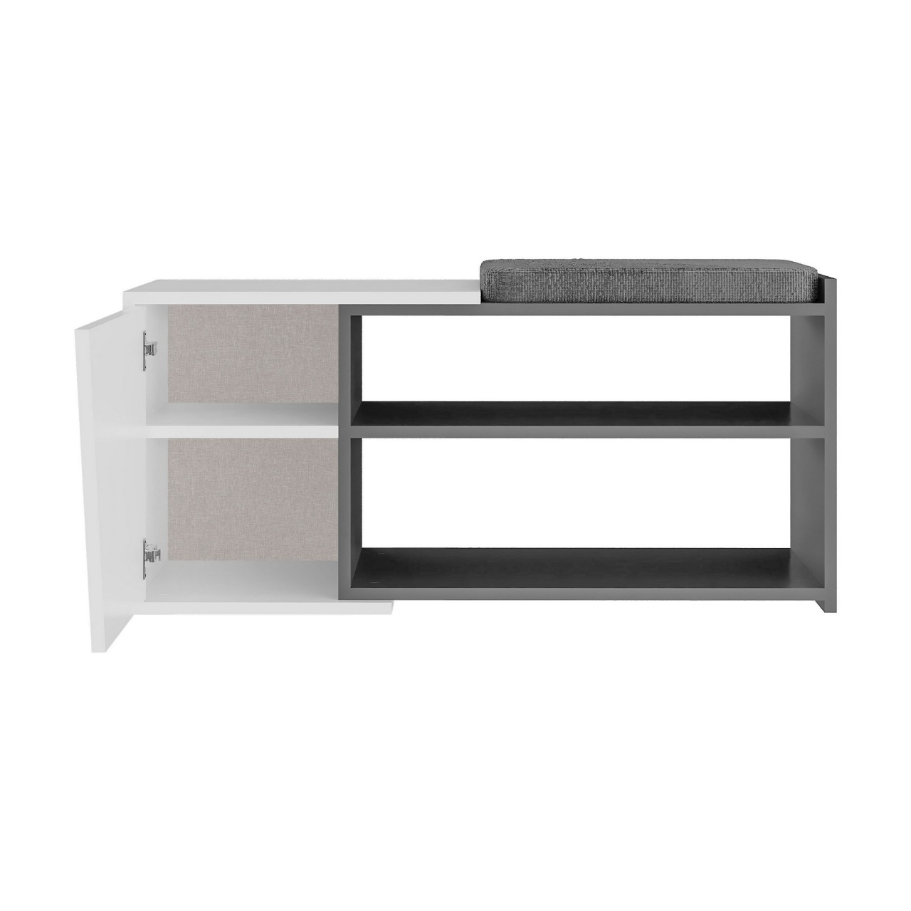 Dulap pentru pantofi, Fiona Bench, UnicUtil, Antracit-Alb, Lățime: 104,6 cm, Înălțime: 47,2 cm, Adâncime: 37,5 cm - view 4