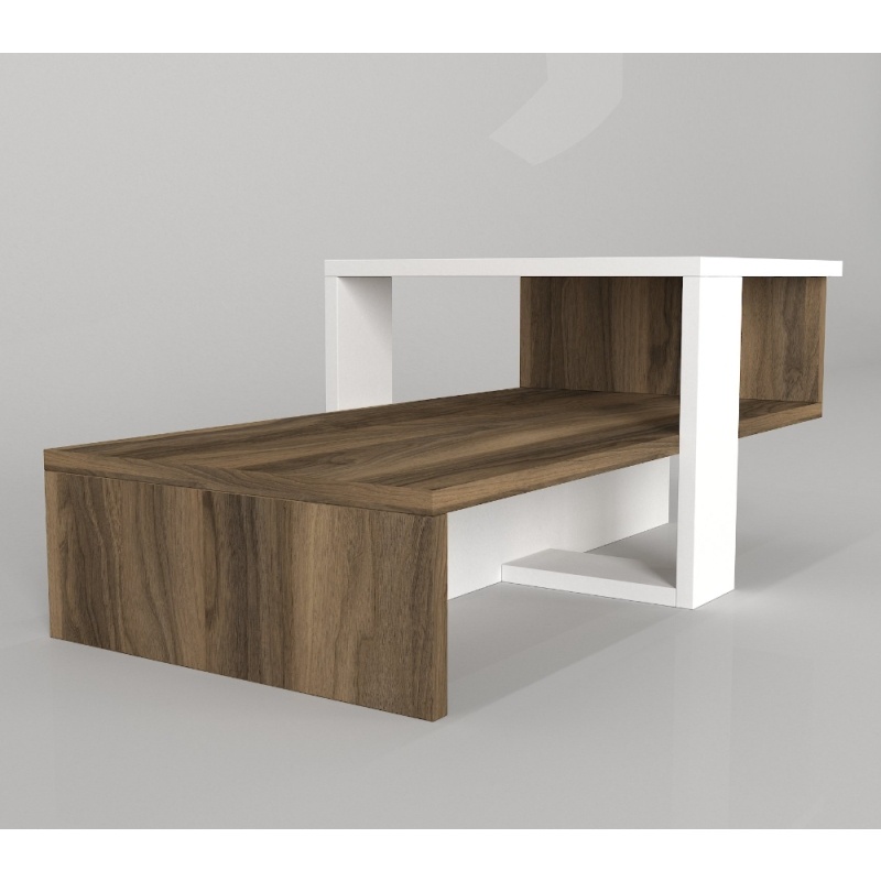 Masa de Cafea, Chain UnicUtil, 80 x 43.6 x 32.6 cm, Ideala Pentru Living Modern, Dormitor sau Hol, PAL, Culoare Alb si Maro - imagine 5