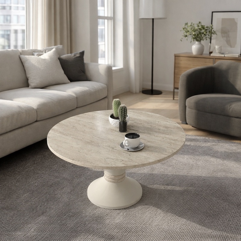 Masă de cafea, Lepper Traverten, UnicUtil, Travertin - imagine 3