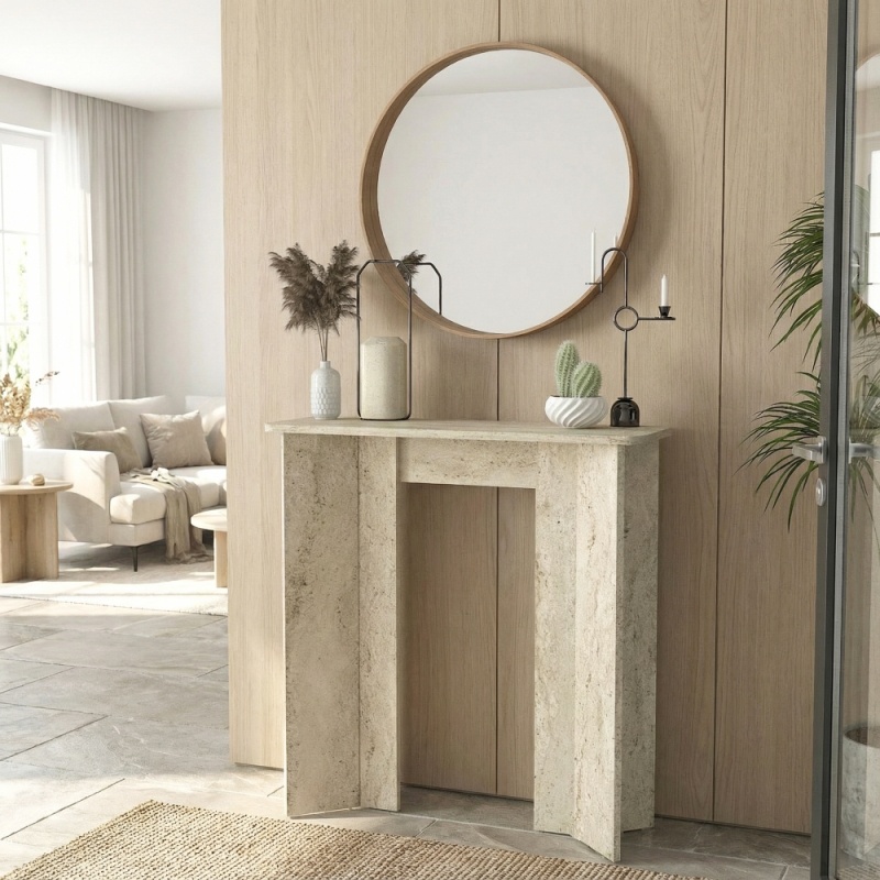 Masă decor, Mara Traverten Dresser, UnicUtil, Travertin, 90 cm - imagine 4