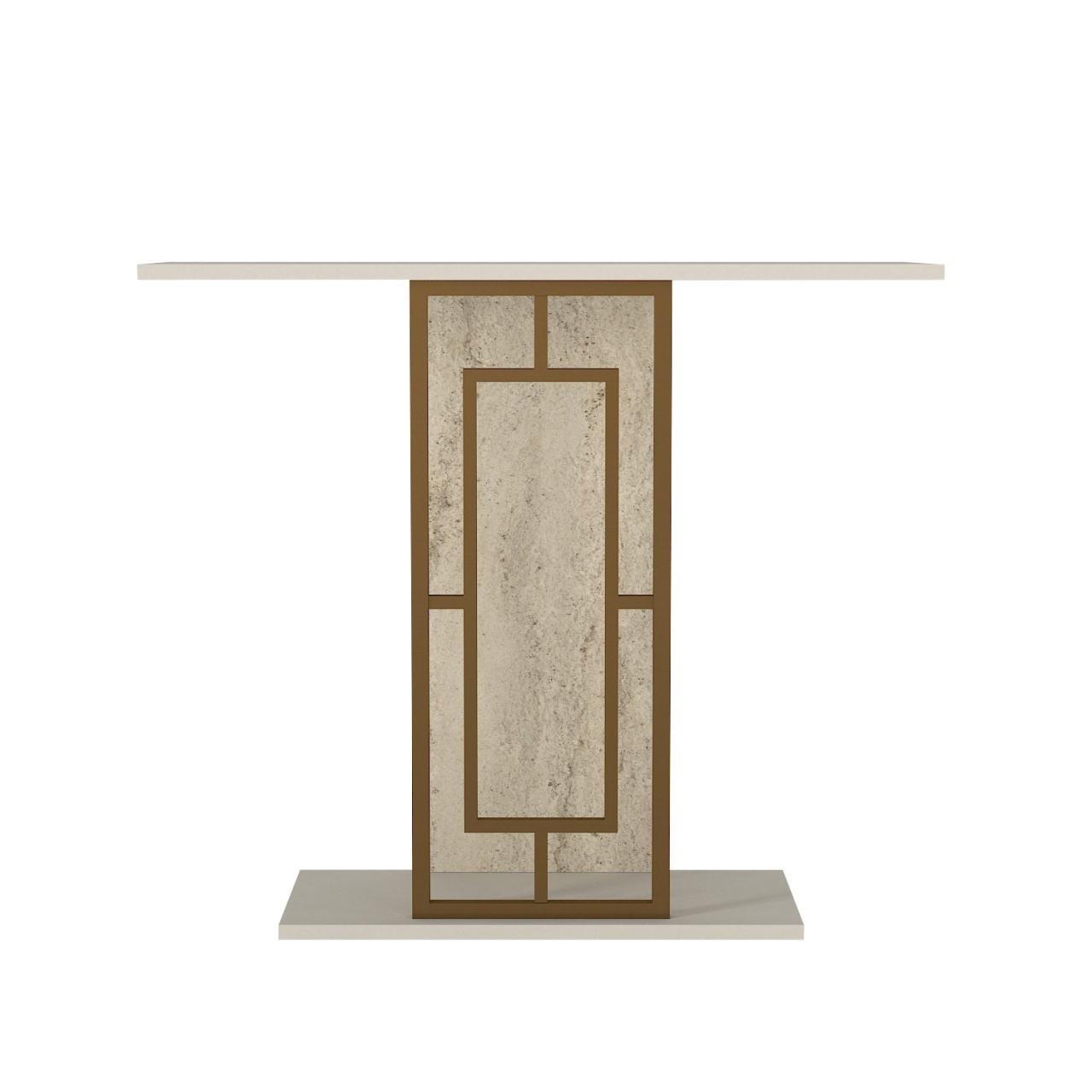 Masă decorativă Alderas din pal melaminat finisaj travertin – design elegant pentru spații moderne, 90 x 29.6 x 76.8 cm - imagine 7