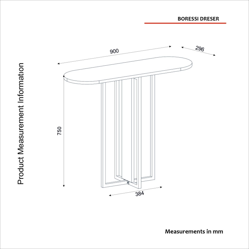 Masă decorativă Boressi din pal melaminat cu finisaj Black Marble – eleganță modernă pentru interior rafinat, 90 x 29.6 x 75 cm - view 2