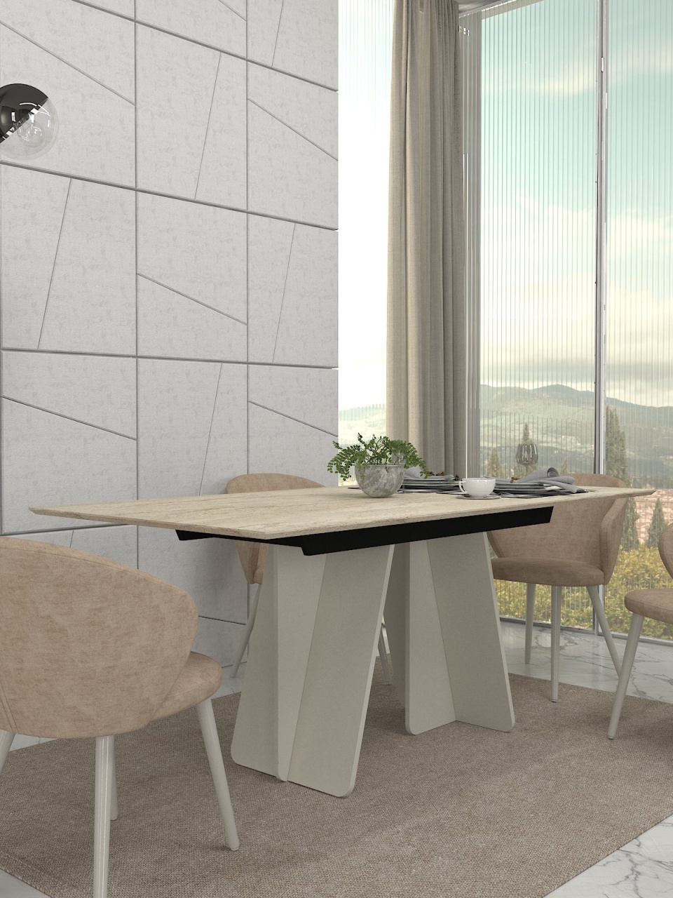 Masa dining, Premium Style, UnicUtil, Crem-Negru - imagine 6