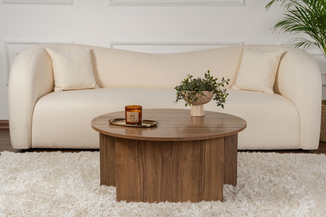 Măsuţă de cafea, Moira Walnut, UnicUtil, Nuc, Lățime: 90 cm, Înălțime: 41 cm, PAL 100% MELAMINAT - view 7