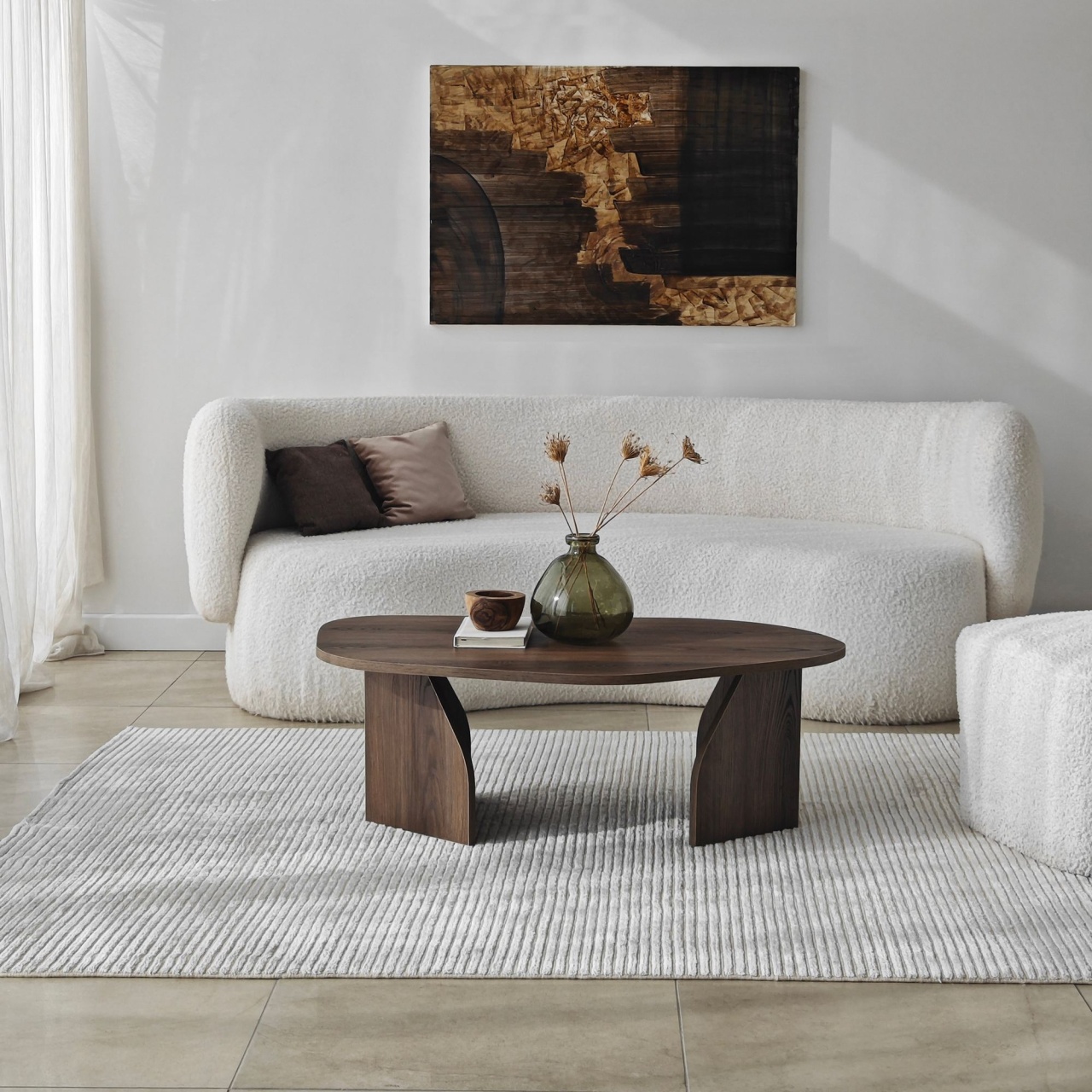 Măsuţă de cafea, Rock Walnut, UnicUtil, Nuc, Lățime: 100 cm, Înălțime: 35 cm, Adâncime: 60 cm - view 3