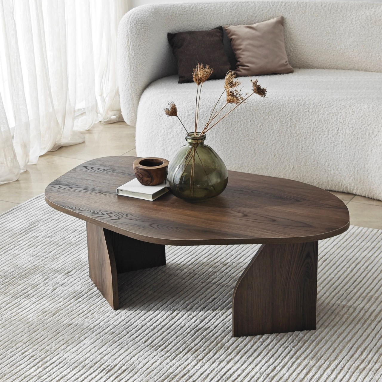 Măsuţă de cafea, Rock Walnut, UnicUtil, Nuc, Lățime: 100 cm, Înălțime: 35 cm, Adâncime: 60 cm - view 5