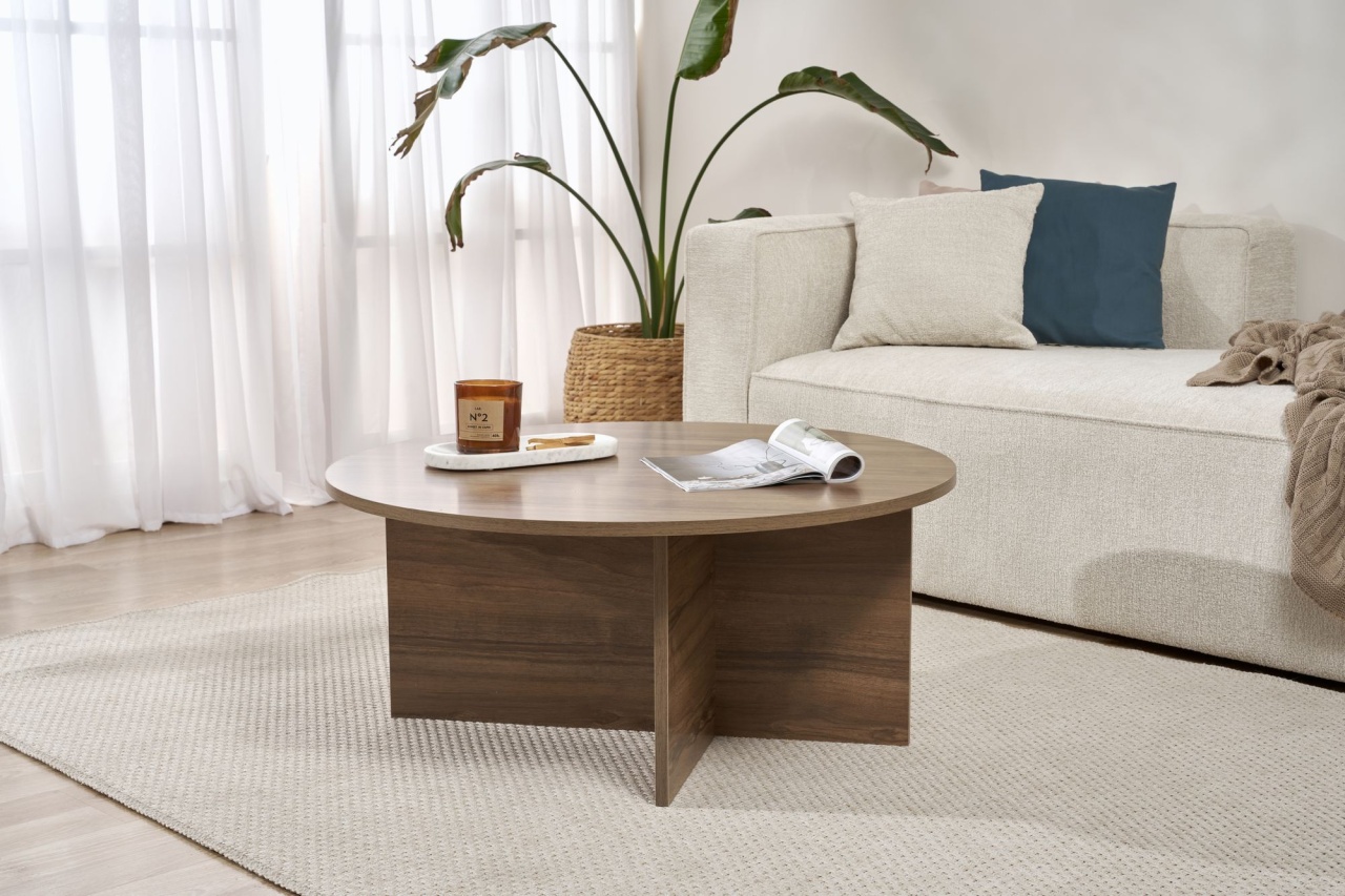 Măsuţă de cafea, Soleil Walnut, UnicUtil, Nuc, Lățime: 90 cm, Înălțime: 40 cm, Adâncime: 90 cm - view 5