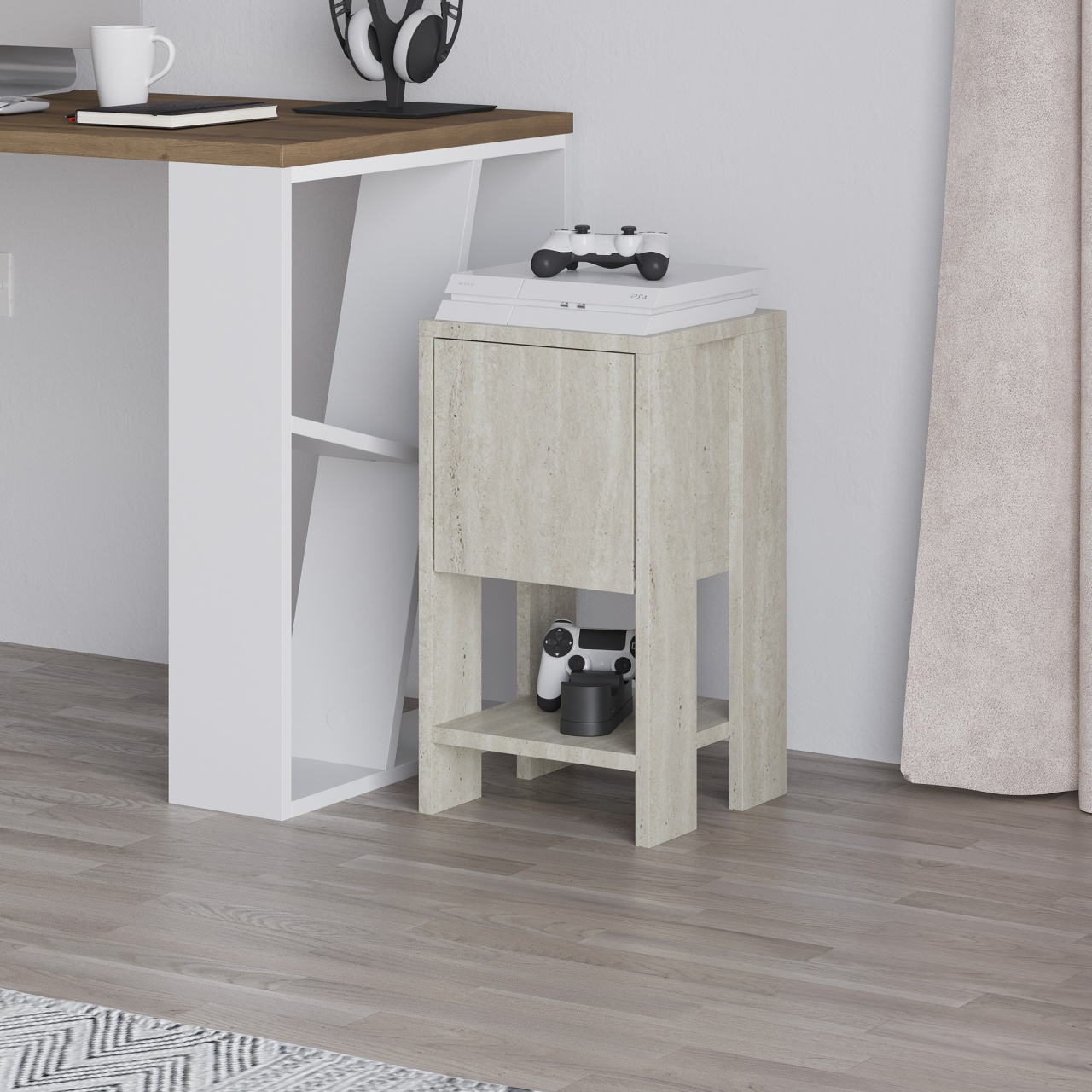 Noptieră, Ema Travertine, UnicUtil, Travertin, Lățime: 30 cm, Înălțime: 55 cm, Adâncime: 30 cm - view 3