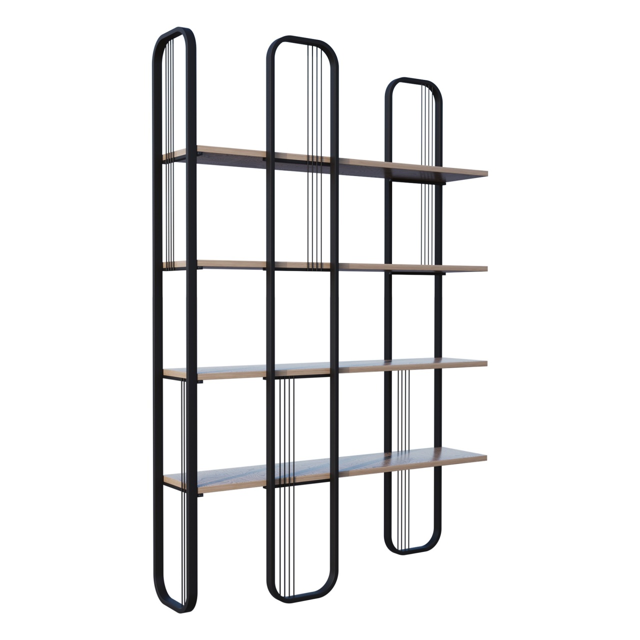 Raft de cărți, Sierra Black, UnicUtil, Negru, Lățime: 124 cm, Înălțime: 182 cm, Adâncime: 26 cm - view 4