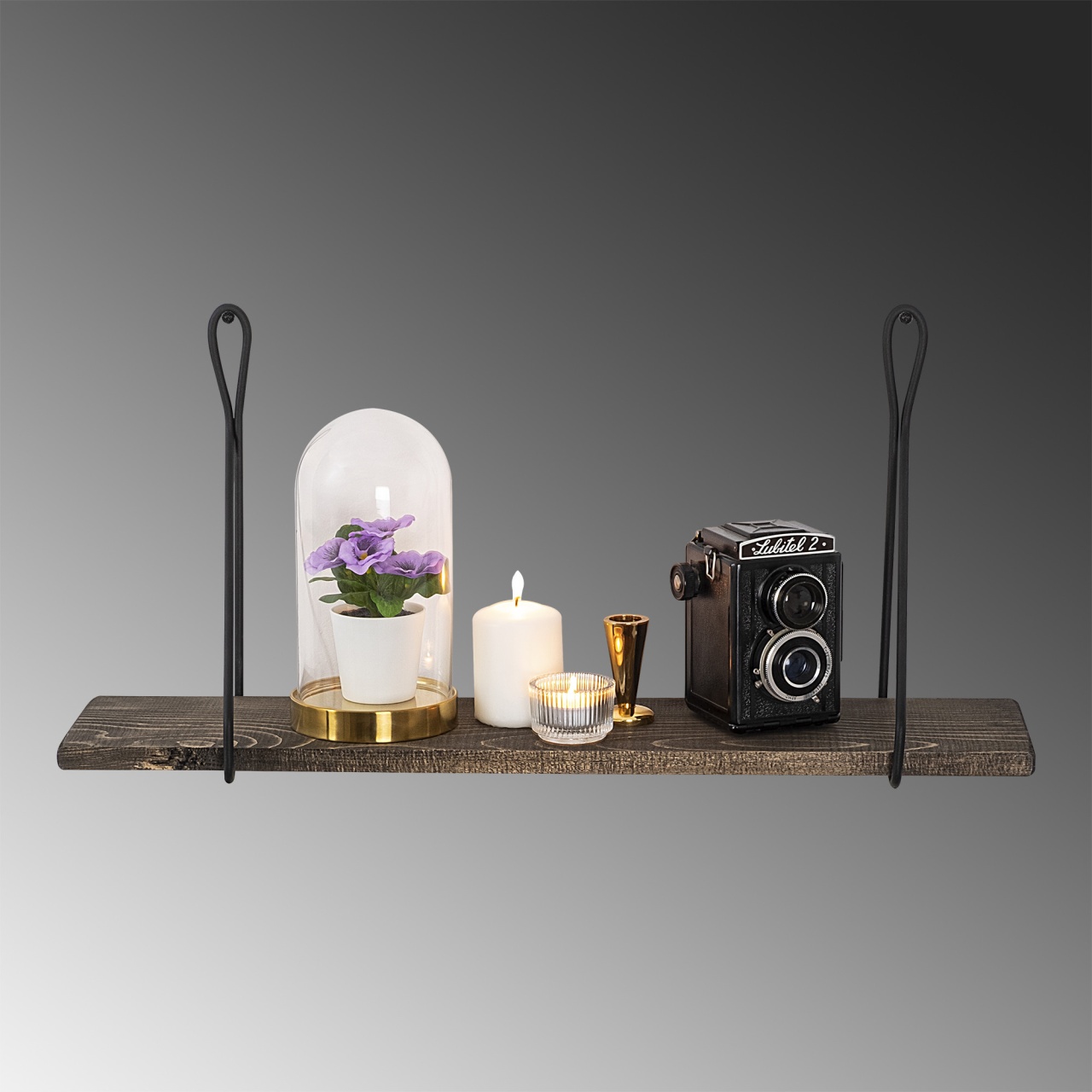 Raft de perete, Amaryllis Design, UnicUtil, Negru-Nuc închis, Lățime: 60 cm, Înălțime: 27 cm, Adâncime: 15 cm - view 4