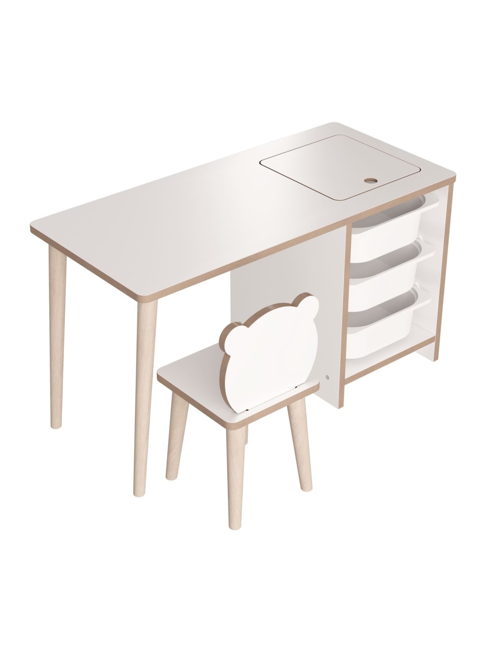 Set de masă pentru copii, Soho White, UnicUtil, Alb, Lățime: 90 cm, Înălțime: 50 cm, Adâncime: 42 cm - view 8
