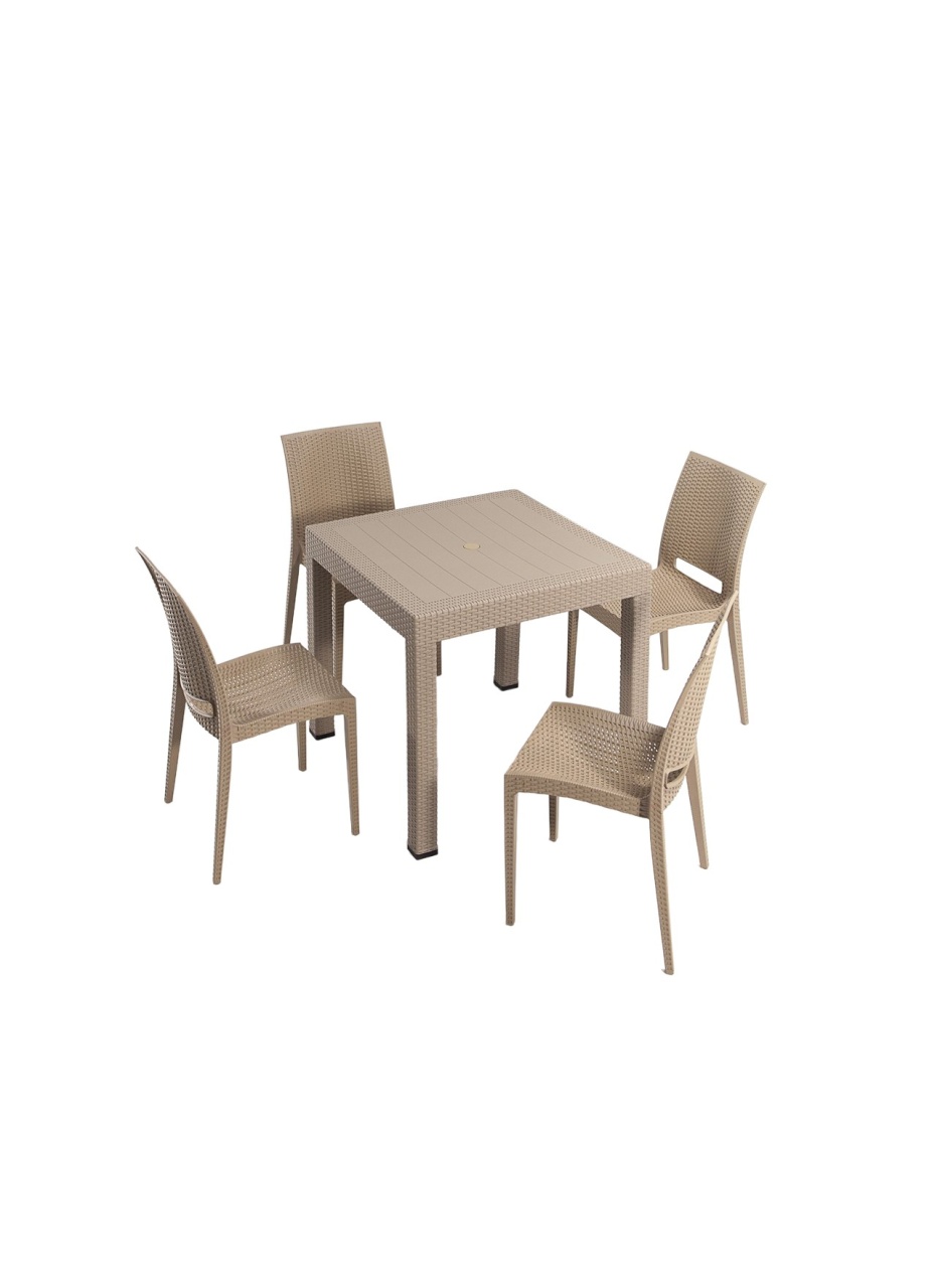 Set Gradina - Masa si Scaune (5 Bucati), Collection leaf, UnicUtil, Culoarea Crem - 1 | YEO