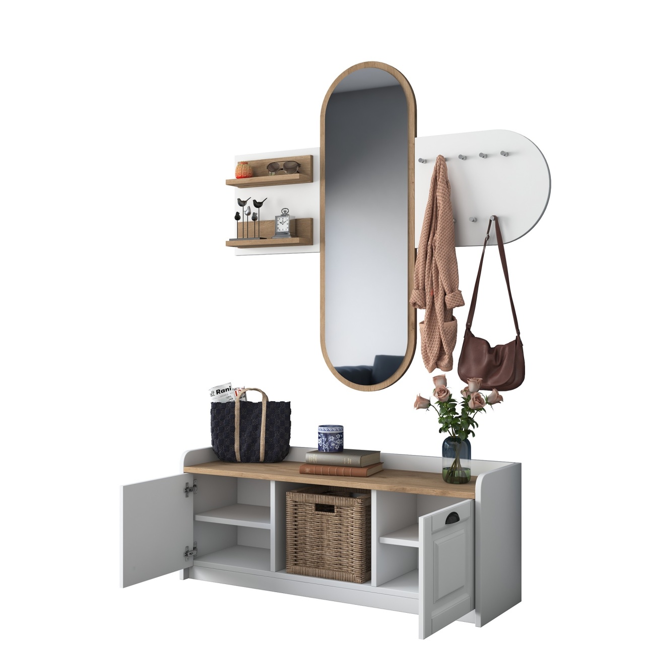 Stand de hol, Ee101 1983, UnicUtil, Alb-Nuc, Lățime: 120 cm, Înălțime: 45 cm, Adâncime: 40 cm - view 4